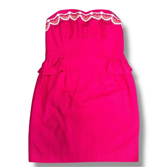 Lilly Pulitzer Maybell Peplum Embroidered Dress in Azalea Pink Size 12 - Picture 14 of 16